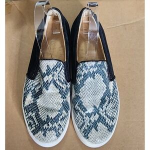 Vionic 356 Midi Leather Suede Slip On Sneaker Shoes Black Snake Comfort Flats 8